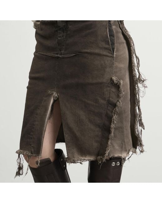 Rick Owens Black Denim Sliced Skirt