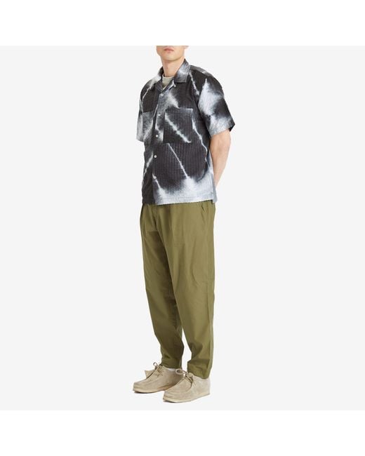 Universal Works Black Tie Dye Seersucker Camp Shirt for men