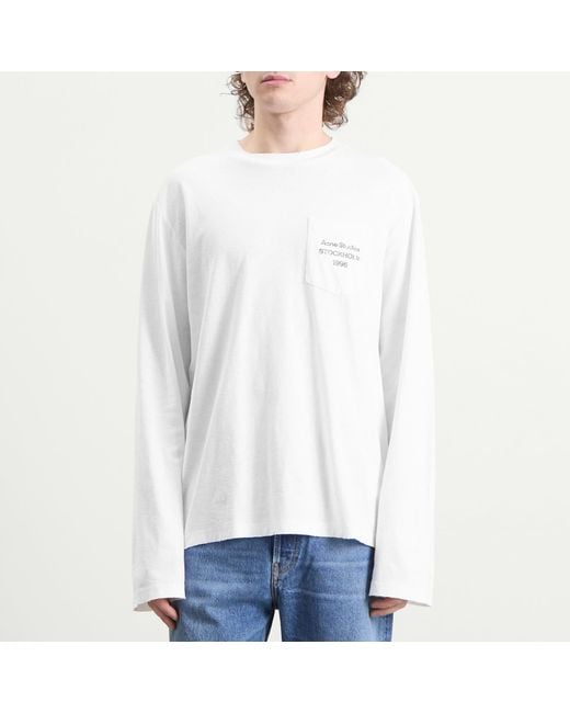 Acne Studios Long Sleeve 1996 Logo Pocket T-Shirt in White for Men