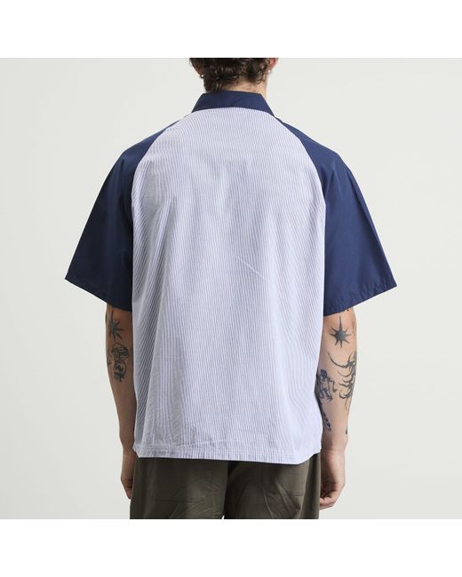 Neighborhood Blue Classic Stripe Short Sleeve Work Shirt for men