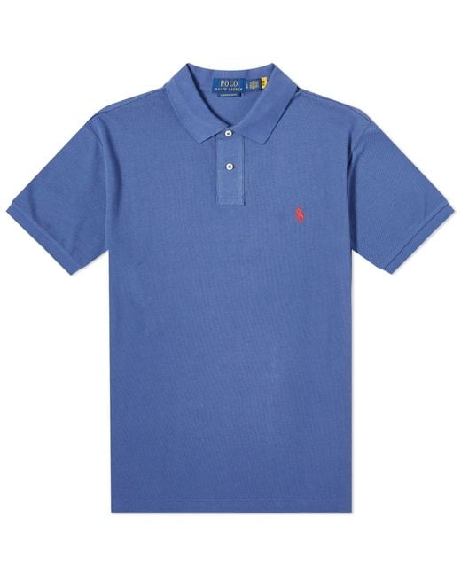 Polo Ralph Lauren Custom Fit Polo Shirt in Blue for Men | Lyst