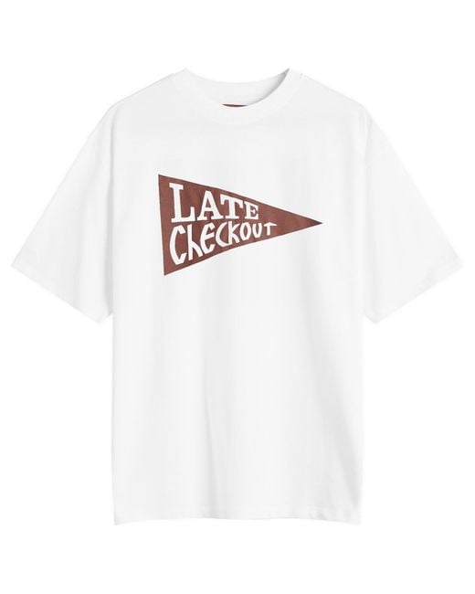 Late Checkout White Burgundy Flag T-Shirt for men