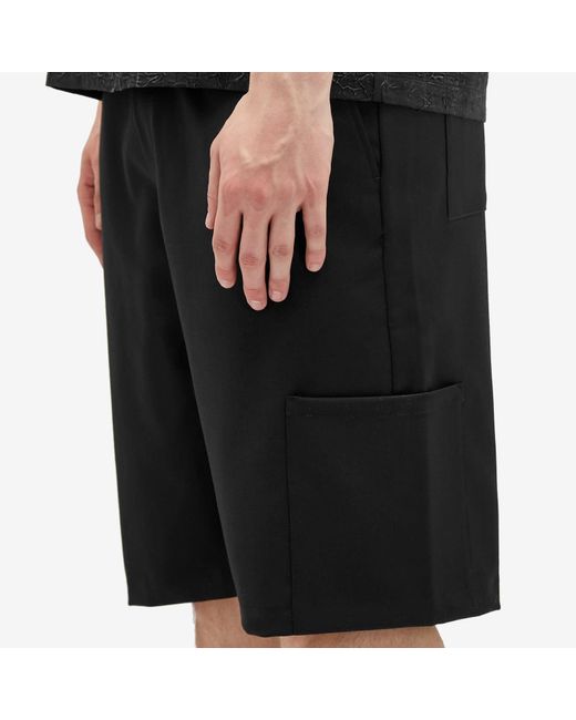 Han Kjobenhavn Black Wool Elasticated Wide Leg Shorts for men