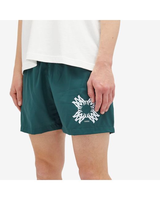 Amiri Green Quad Print Swim Shorts for men
