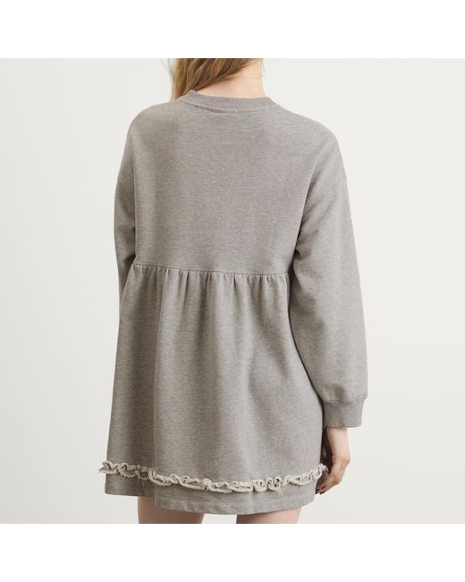 Ganni Gray Isoli Crewneck Peplum Dress