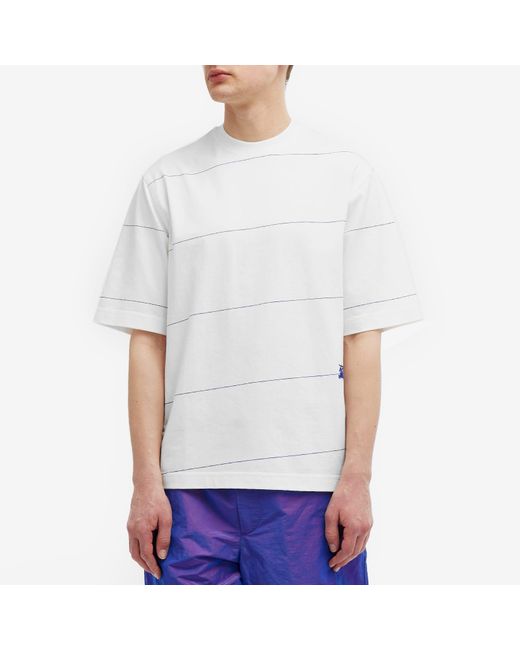 Burberry White Diagonal Stripe T-Shirt for men
