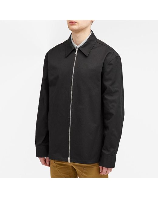 Jil Sander Black Zip Through Cotton Overshirt for men