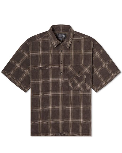 FRIZMWORKS Brown Short Sleeve Check Pullover Shirt for men