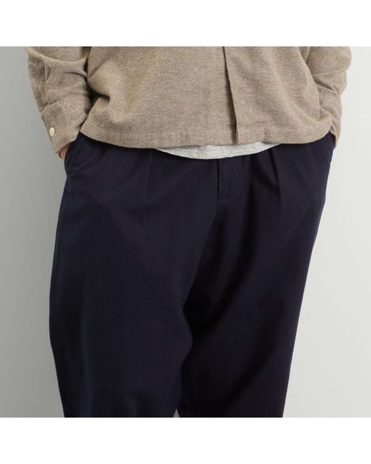 Universal Works Blue Brushed Moleskin Pleated Track Pant for men