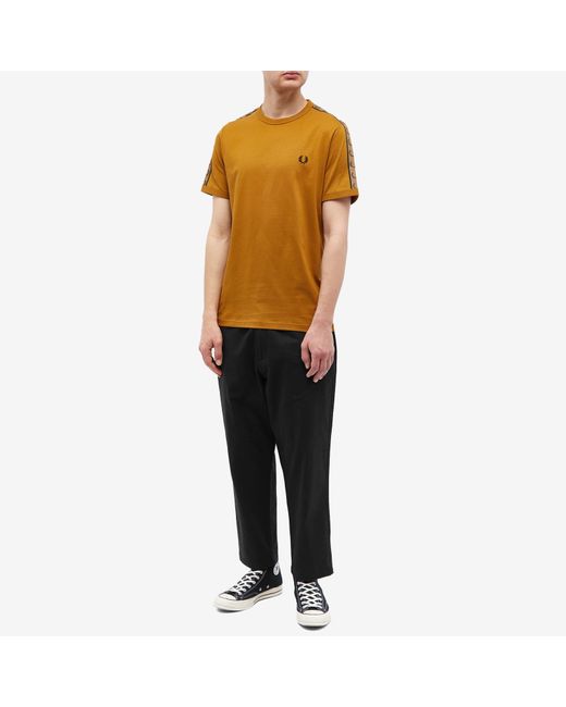 Fred Perry Orange Contrast Tape Ringer T-Shirt for men