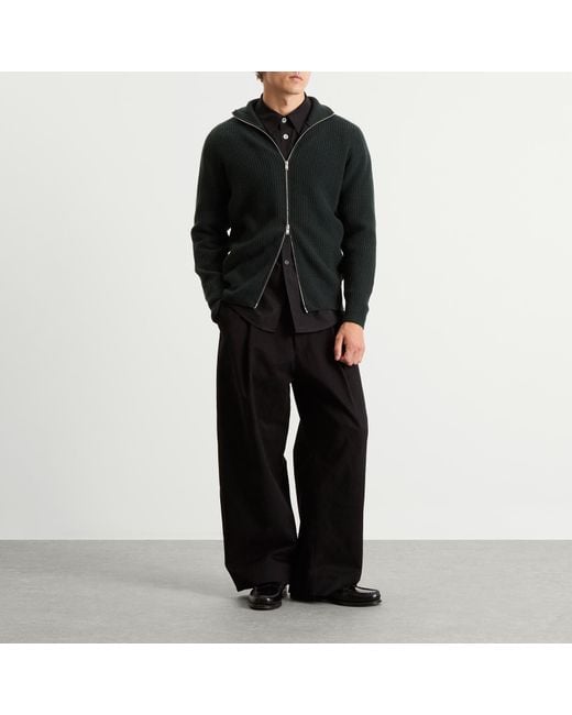 John Smedley Mallam Cashmere Rib Zip Through in Black for Men | Lyst