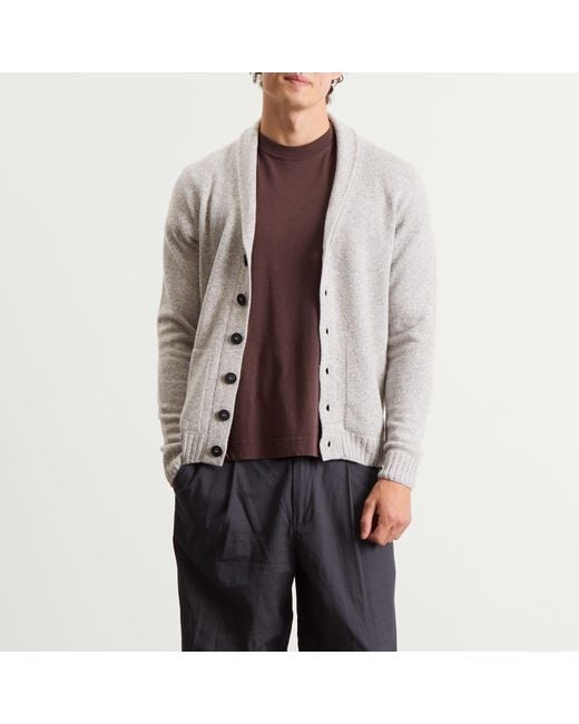 John Smedley Gray Rockford Cashmere Shawl Collar Cardigan for men