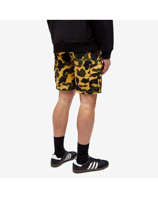 A Bathing Ape Yellow 1St Camo 6 Pocket Sweat Shorts for men