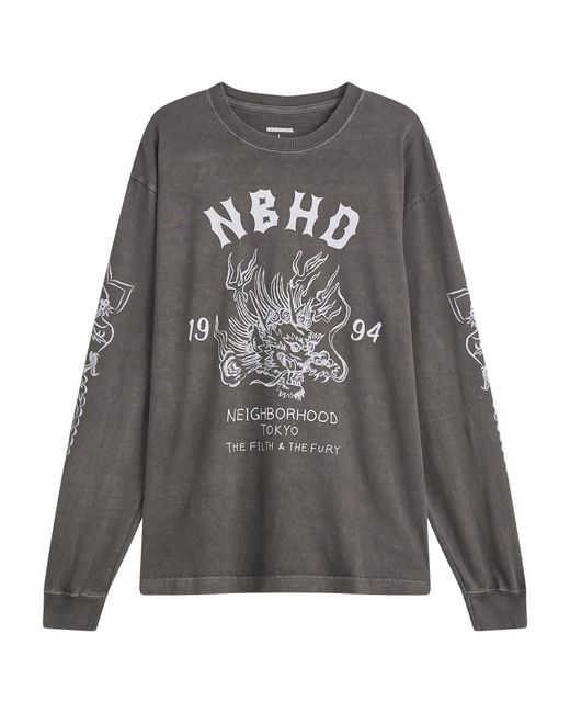 Neighborhood Gray Ls-14 Souvenir Long Sleeve T-Shirt for men