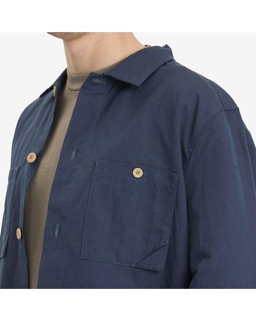 Folk Blue Anniversary Patch Overshirt for men