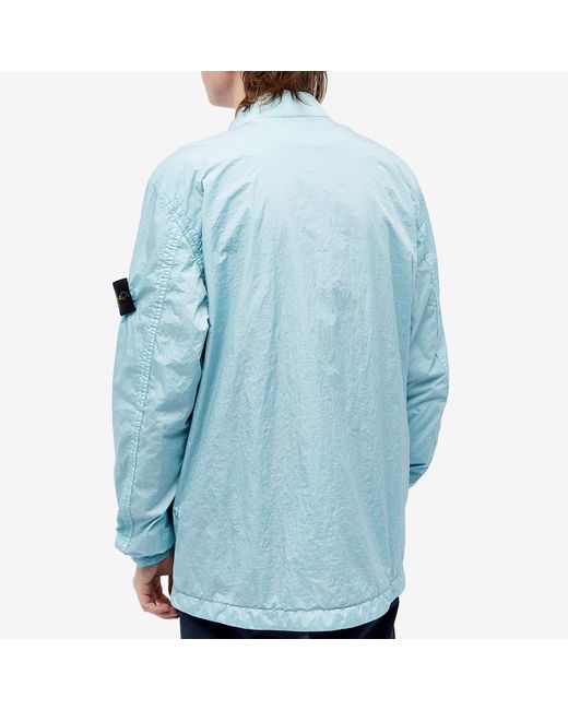 Stone Island Blue Crinkle Reps Zip Overshirt for men