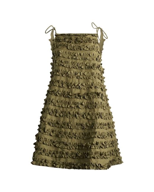 Damson Madder Green Leili Ruffle Mini Dress