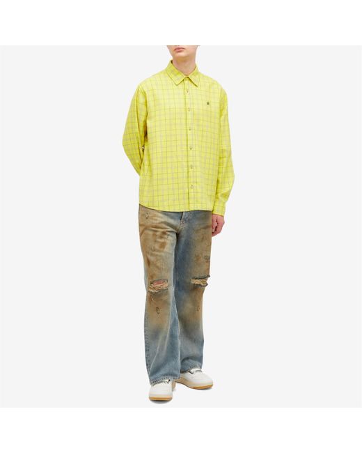 Acne Yellow Sarlie Face Flannel Check Shirt for men