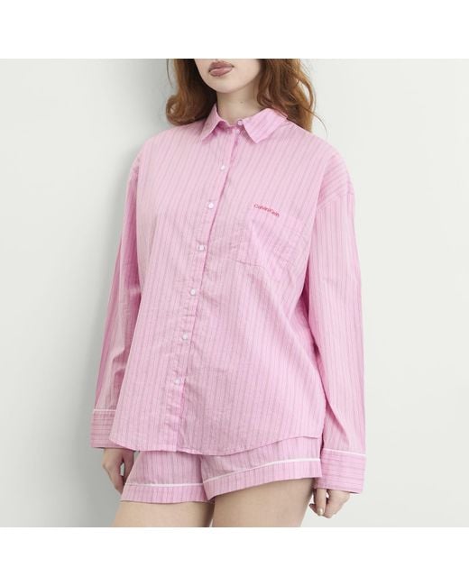Calvin Klein Pink Cotton Poplin Pyjama Set