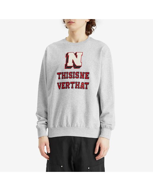 Thisisneverthat Gray Cross Stitched Crew Sweatshirt for men