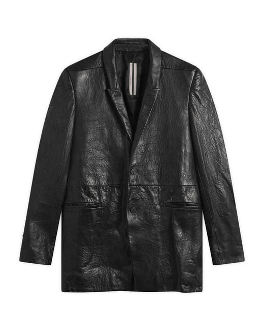 Rick Owens Black Leather Blazer for men