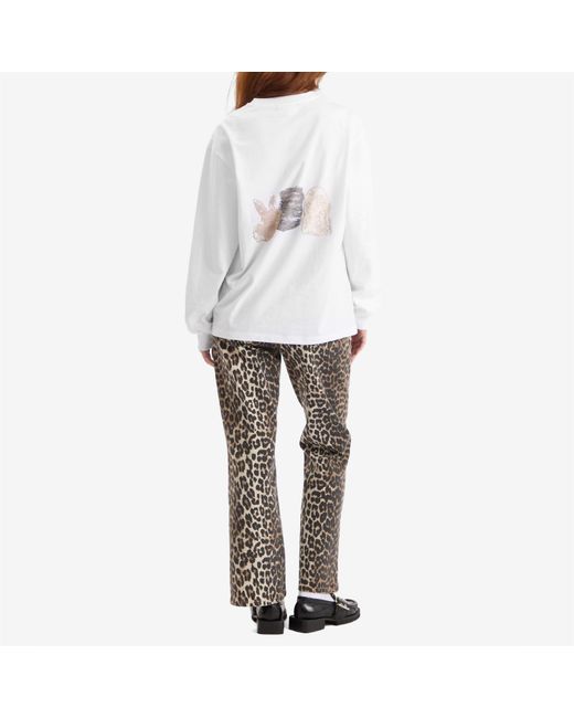 Ganni White Re-Cut Heavy Jersey Animals Long Sleeve Top