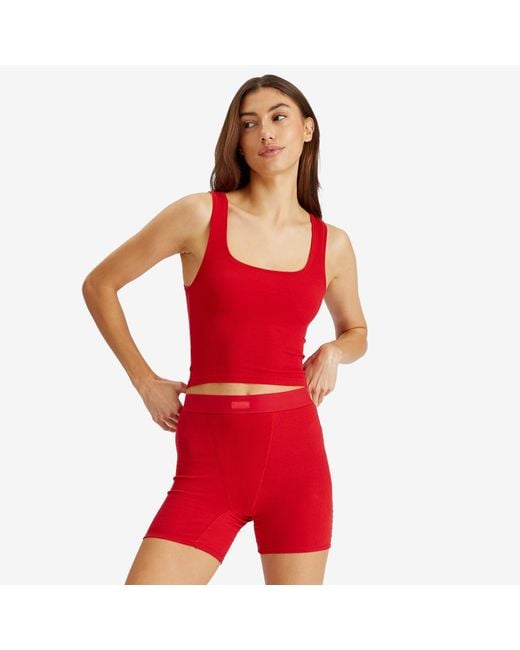 Skims Red Cotton Rib Boxer