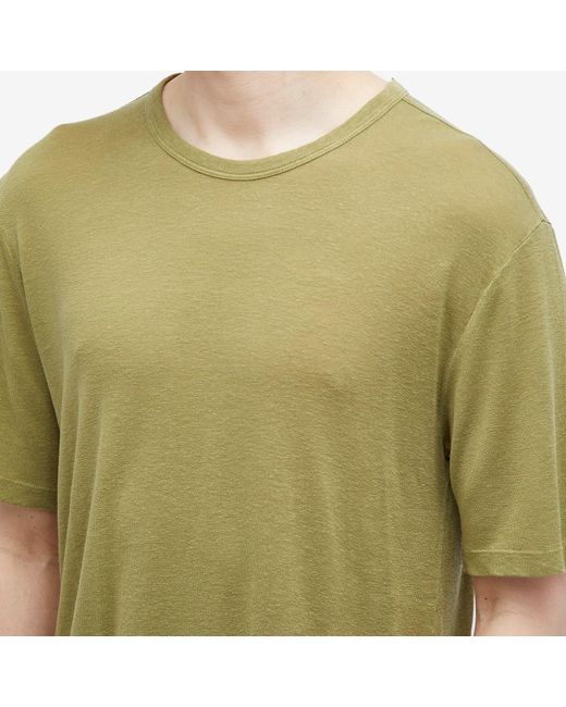 Officine Generale Green Officine Générale Pigment Dyed Linen T-Shirt for men