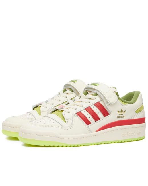 Adidas White Forum Low 'The Grinch' Sneakers