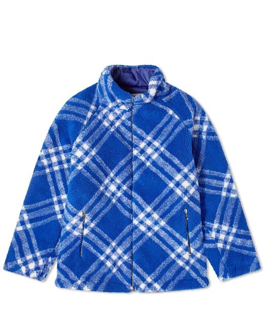Burberry Blue Tartan Fleece Jacket for men