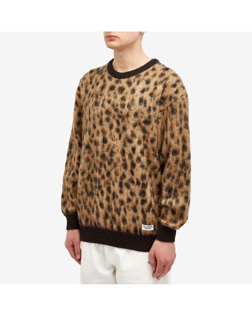 Wacko Maria Brown Leopard Mohair Knitted Jumper for men