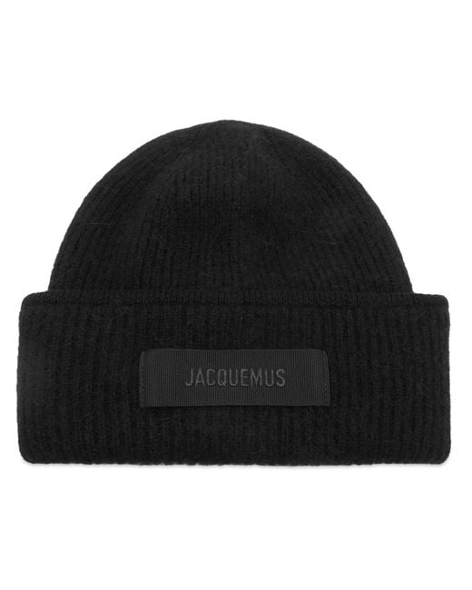 Jacquemus Black Grosgrain Beanie for men