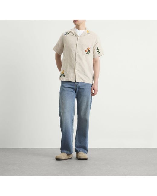 Portuguese Flannel Natural Spring Embroidery Vacation Shirt for men