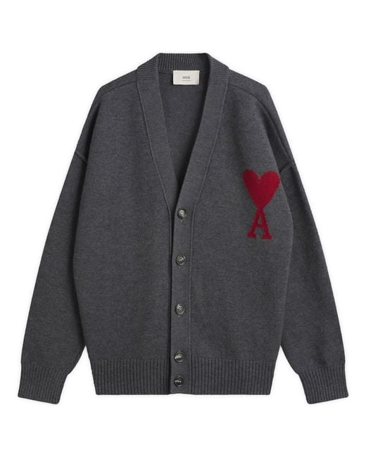AMI Gray Big Adc Cardigan for men