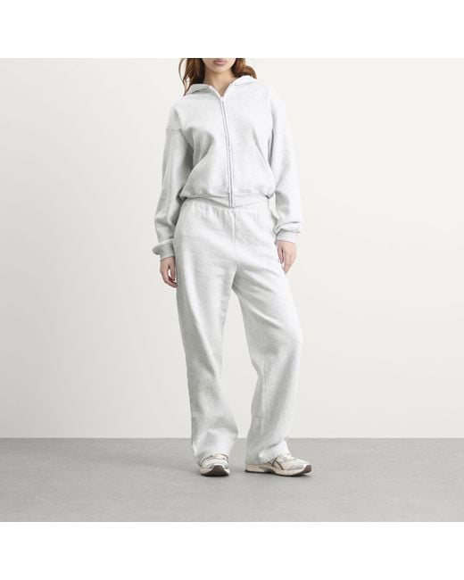 Skims White Cotton Fleece Classic Straight Leg Pant
