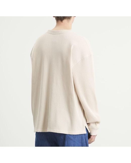 FRIZMWORKS Natural Oversized Waffle Pocket Long Sleeve T-Shirt for men