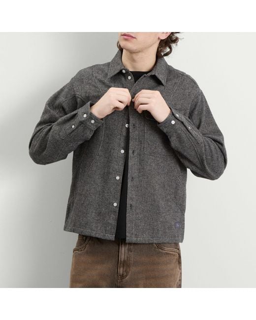 Dime Gray Wool Overshirt for men