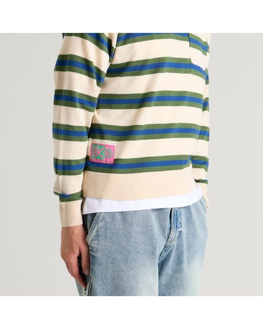 Ecstatic Research Green Border Polo Knit for men