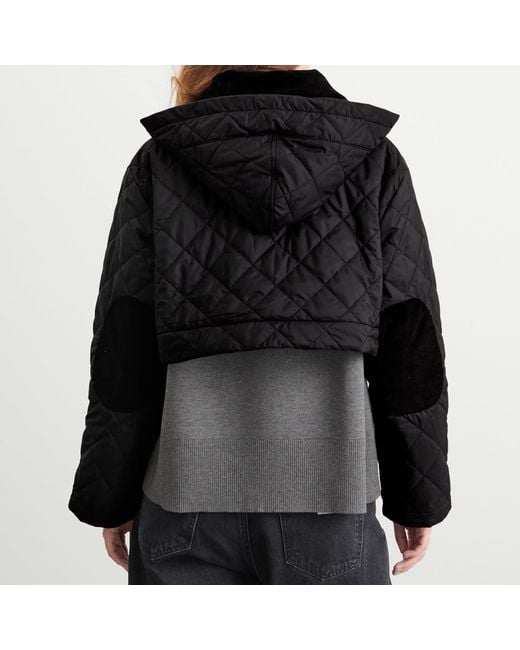 Barbour Black X Ganni Peplum Zip Off Quilted Jacket