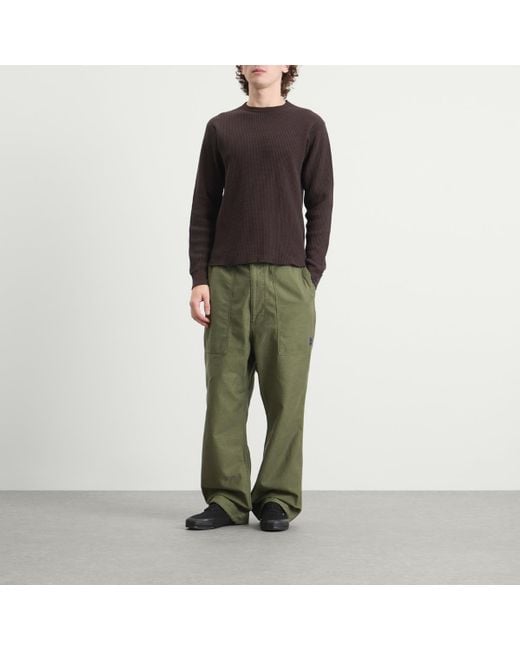 Needles Green Reversed Sateen String Fatigue Trousers for men