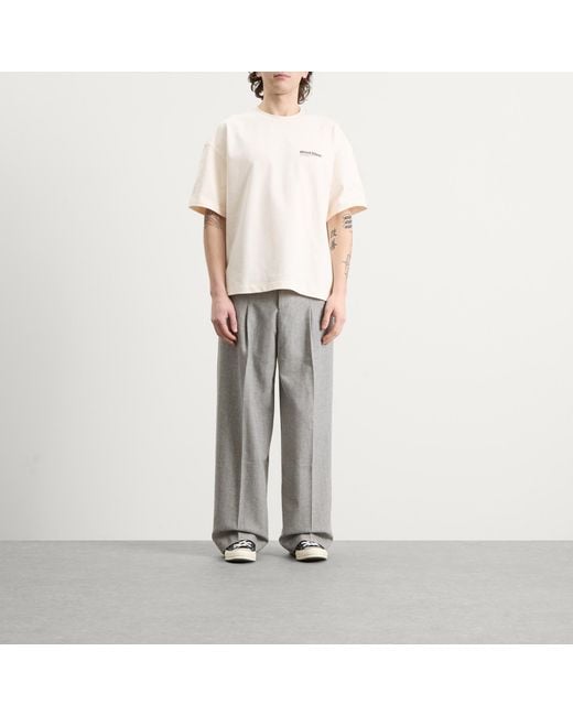 About Blank Gray Herringbone Tailored Wide Leg Trouser for men