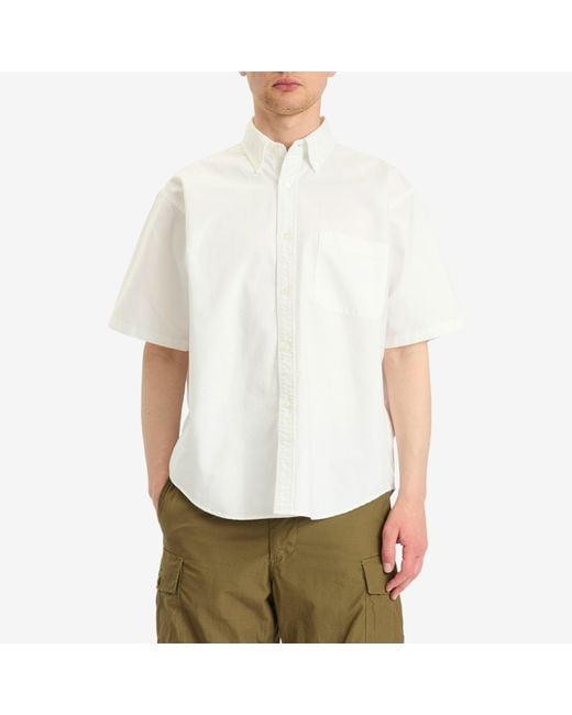 Beams Plus White Easy Bd Half Sleeve Shirt for men