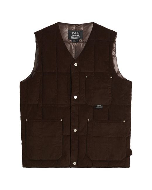 Taion Brown Work V-Neck Button Down Vest for men