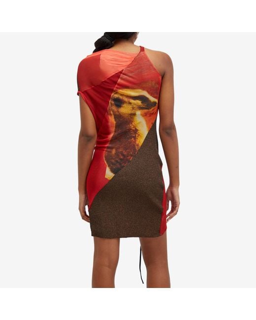 OTTOLINGER Red Mesh Drape Dress