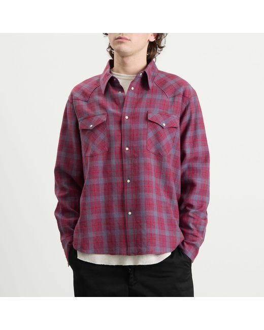 Visvim Purple Four Corners Check Shirt for men