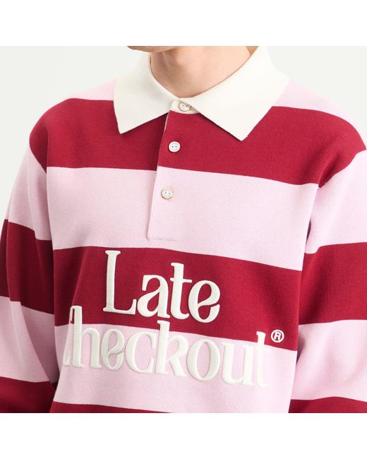 Late Checkout Red Rugby Polo for men