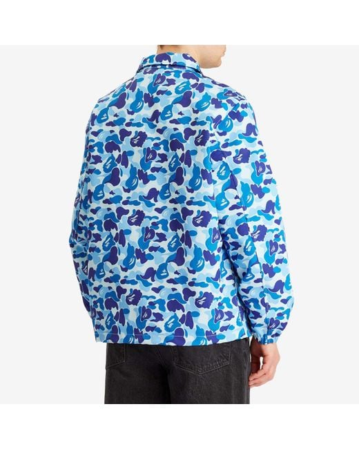 A Bathing Ape Blue Abc Camo Nyc Logo Coach Jacket for men