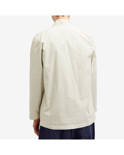 Universal Works White Organic Poplin Tie Front Jacket for men