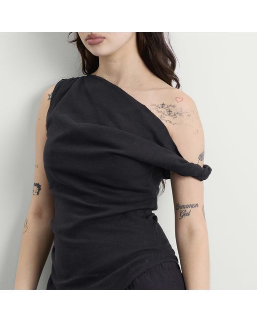 Tala Black Soft Linen Top