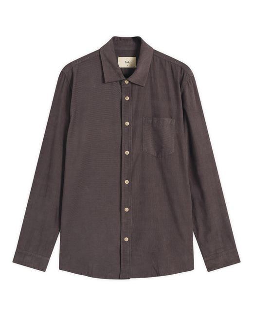 Folk Brown Direction Babycord Shirt for men